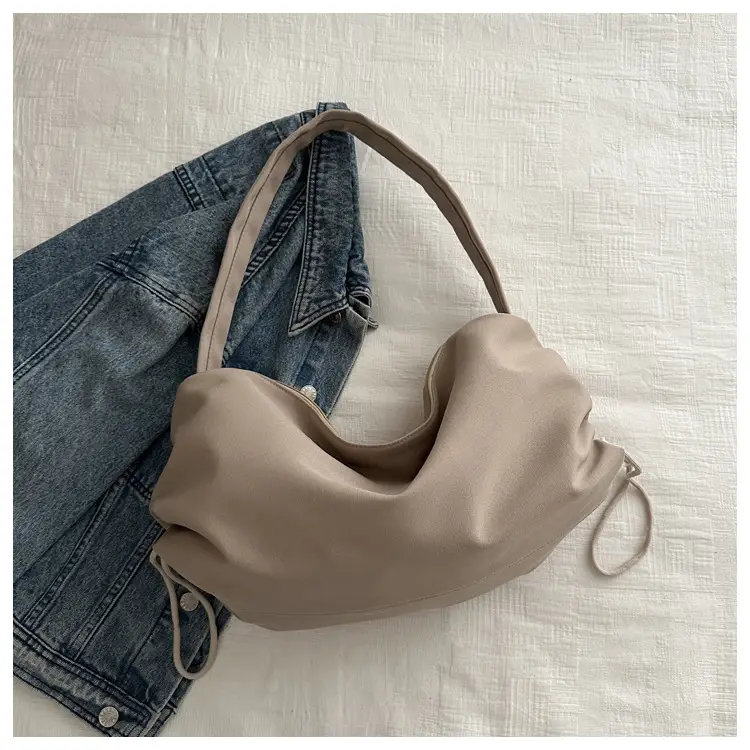 Women's Soft Nylon Shoulder Bag Beige 2024 Spring