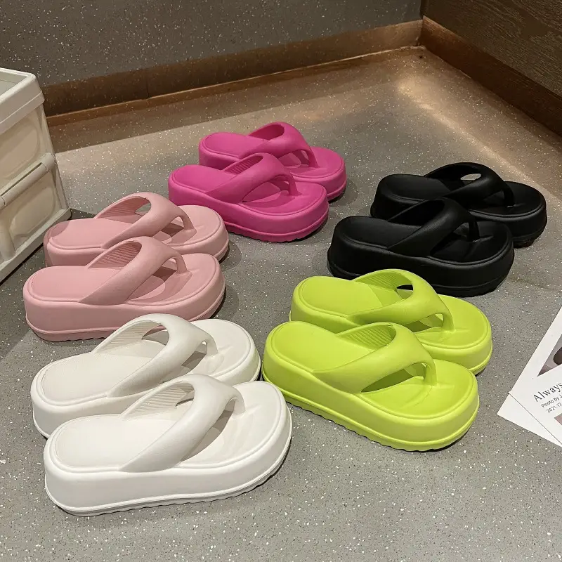 Flip-Flops for Women, Summer Thick-Soled Height-Increasing Thong Sandals, Beach Shoes, High-Heeled Women's Sandals, Comfortable and Versatile