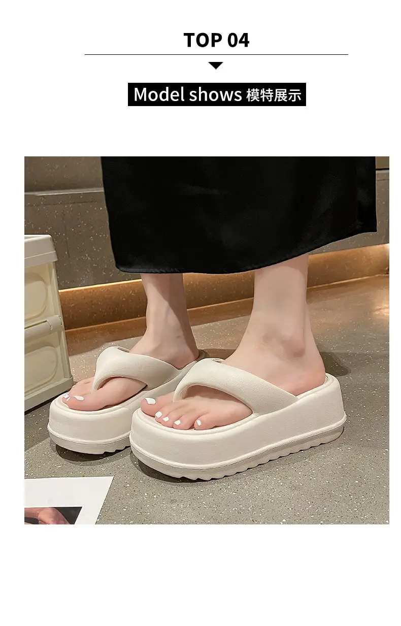 Flip-Flops for Women, Summer Thick-Soled Height-Increasing Thong Sandals, Beach Shoes, High-Heeled Women's Sandals, Comfortable and Versatile — feature 13
