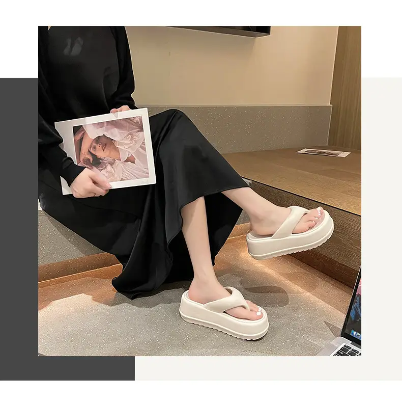 Flip-Flops for Women, Summer Thick-Soled Height-Increasing Thong Sandals, Beach Shoes, High-Heeled Women's Sandals, Comfortable and Versatile — feature 14