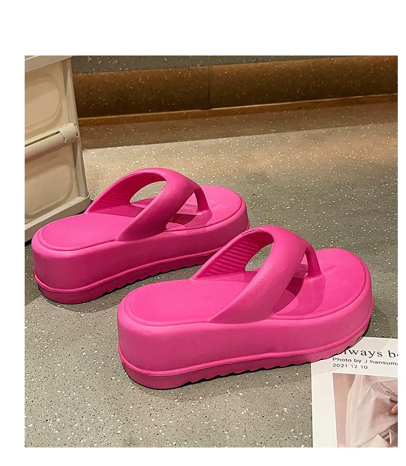 Flip-Flops for Women, Summer Thick-Soled Height-Increasing Thong Sandals, Beach Shoes, High-Heeled Women's Sandals, Comfortable and Versatile — feature 34