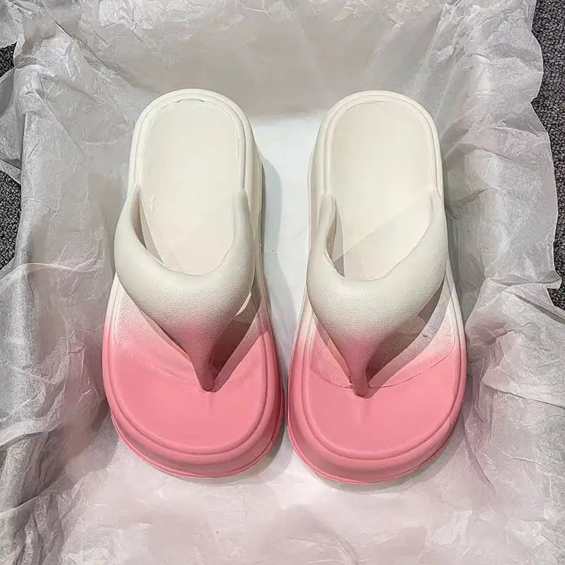 Flip-Flops for Women, Summer Thick-Soled Height-Increasing Thong Sandals, Beach Shoes, High-Heeled Women's Sandals, Comfortable and Versatile