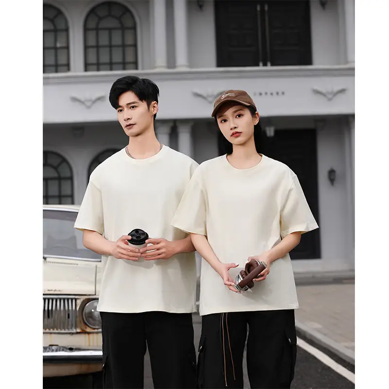 Men's Brown Cotton Crewneck T-Shirt Loose Jacket Set
