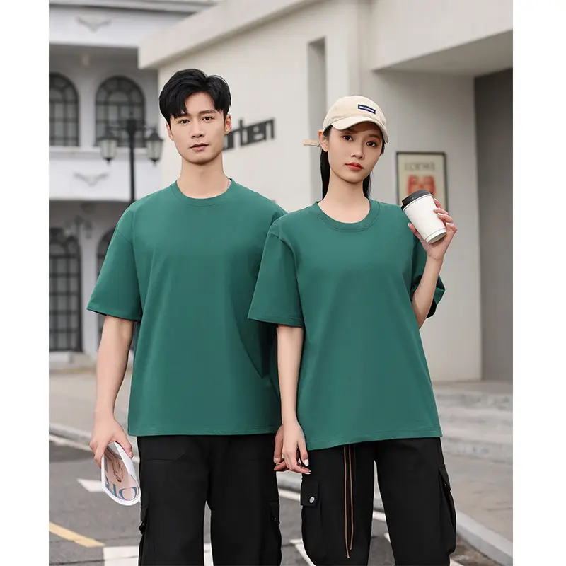 Men's Brown Cotton Crewneck T-Shirt Loose Jacket Set