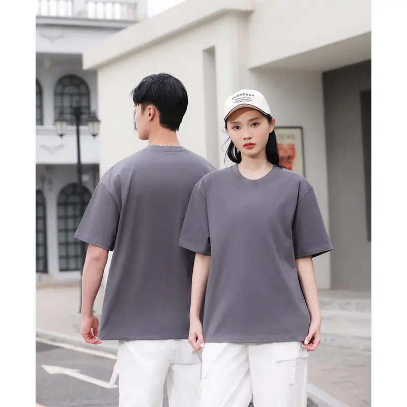 Men's Brown Cotton Crewneck T-Shirt Loose Jacket Set