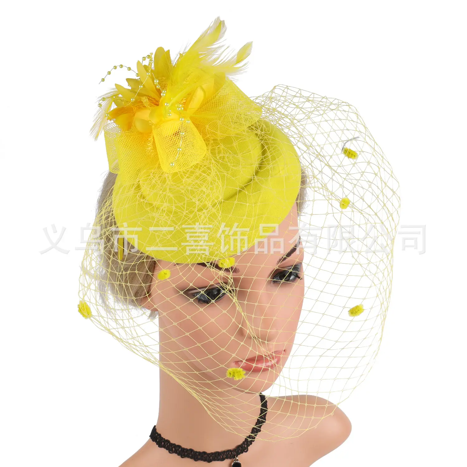 Pink Vintage Gauze Fascinator with Flower & Net - Image 8