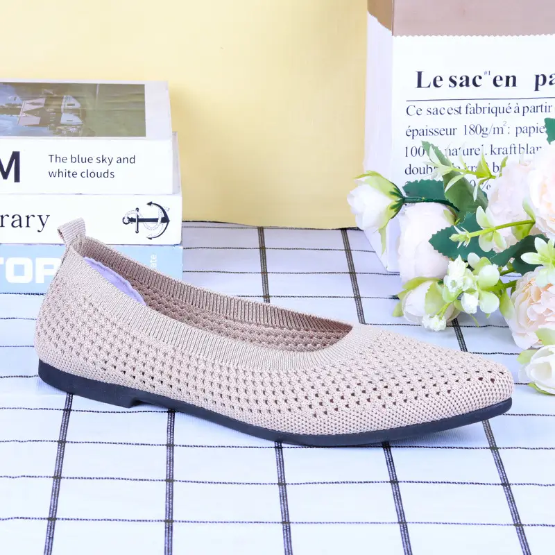 Shoes for Women Spring and Summer New Solid Color Pointed Toe Flat Heel Soft Sole Shoes Casual Breathable Women's Hollow Knitted Shoes — feature 17