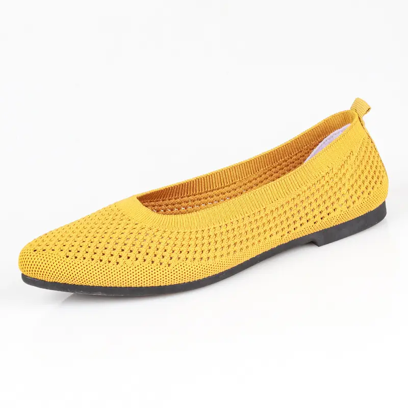 Shoes for Women Spring and Summer New Solid Color Pointed Toe Flat Heel Soft Sole Shoes Casual Breathable Women's Hollow Knitted Shoes — feature 18
