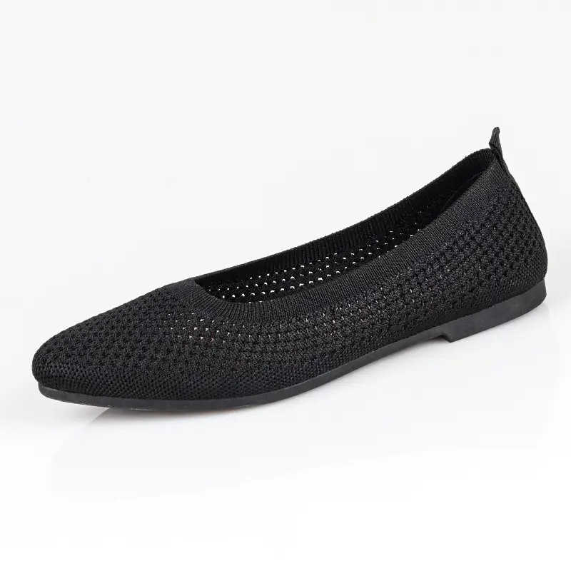 Shoes for Women Spring and Summer New Solid Color Pointed Toe Flat Heel Soft Sole Shoes Casual Breathable Women's Hollow Knitted Shoes — feature 21