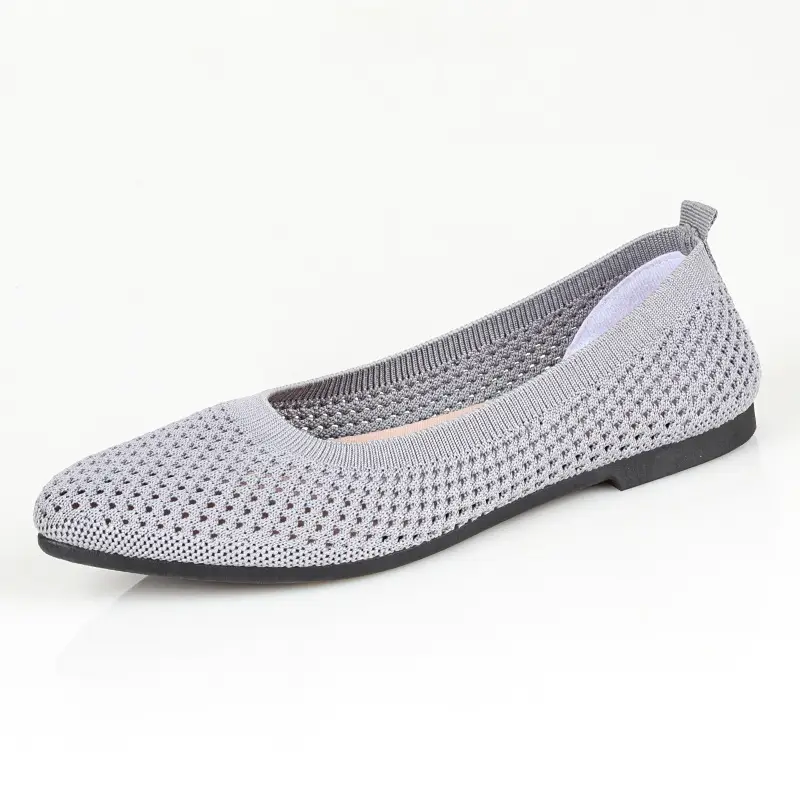 Shoes for Women Spring and Summer New Solid Color Pointed Toe Flat Heel Soft Sole Shoes Casual Breathable Women's Hollow Knitted Shoes - Image 2