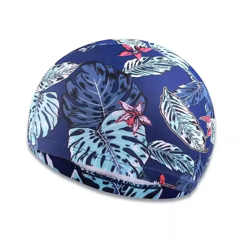 Factory direct swimming cap new flower cloth cap spot wholesale quick-drying fashion pattern knitted cloth swimming cap swimming cap