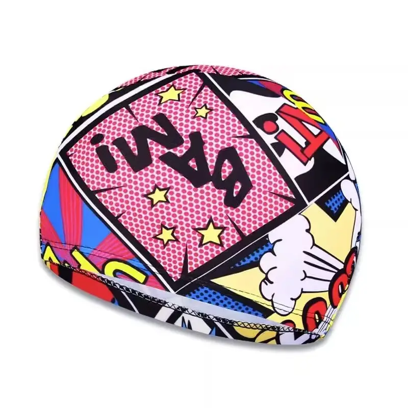 Factory direct swimming cap new flower cloth cap spot wholesale quick-drying fashion pattern knitted cloth swimming cap swimming cap