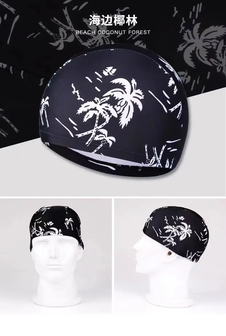 Factory direct swimming cap new flower cloth cap spot wholesale quick-drying fashion pattern knitted cloth swimming cap swimming cap