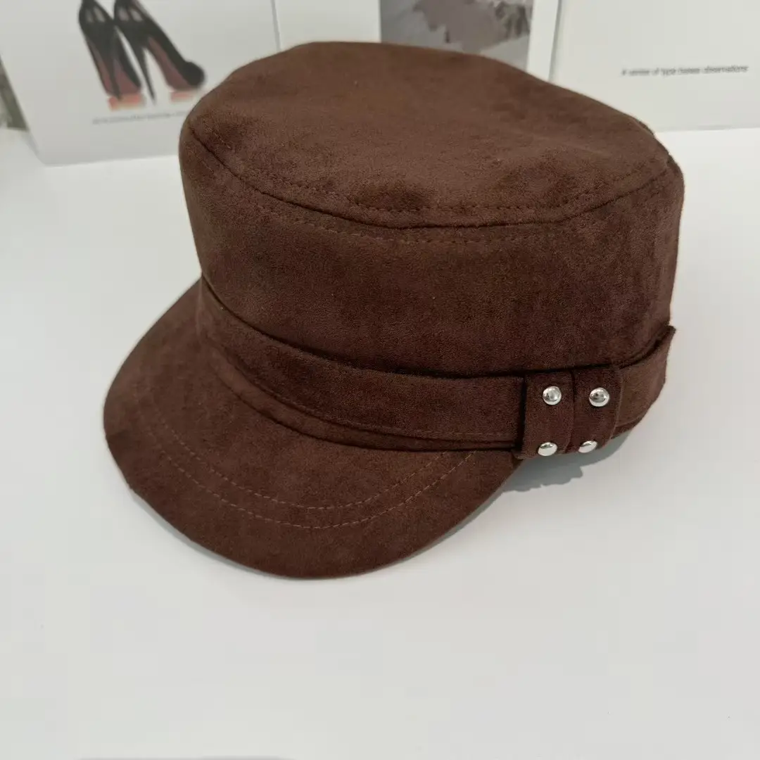 Japanese Korean Style Plain Suede Vintage Flat Top Cap for Women Autumn Winter - Image 3
