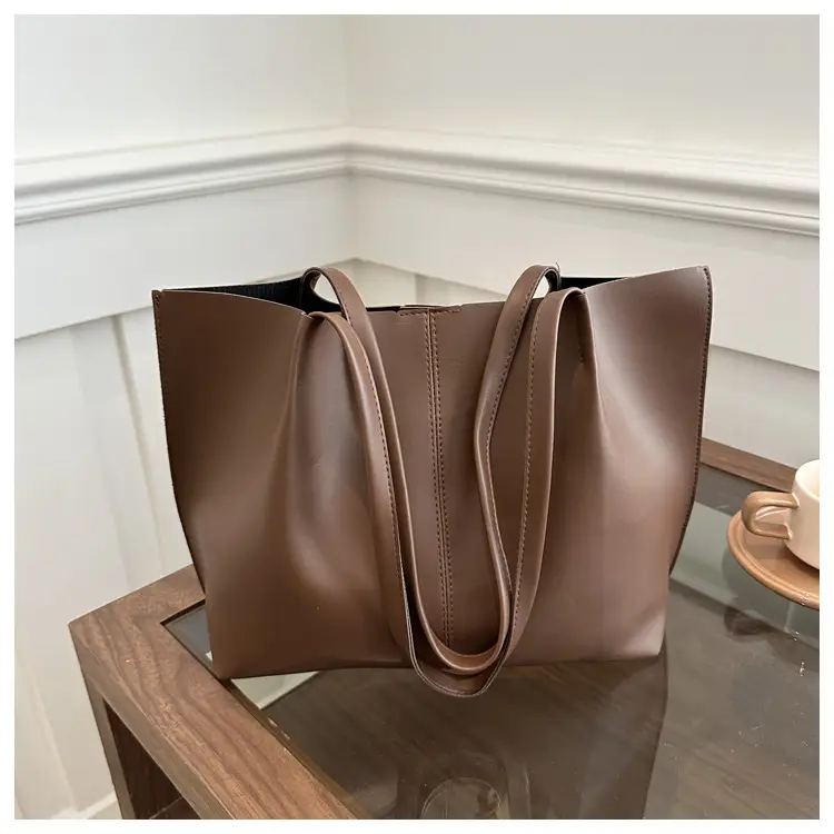 Women Retro Brown Large Tote Bag 2024 Spring — feature 11