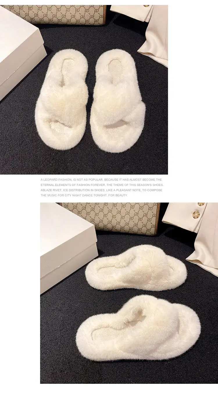 Trendy Furry Slippers for Women, New Autumn and Winter Fashion, Thick-Soled, Fleece-Lined Maternity Shoes, Height-Increasing Cotton Slippers — feature 12