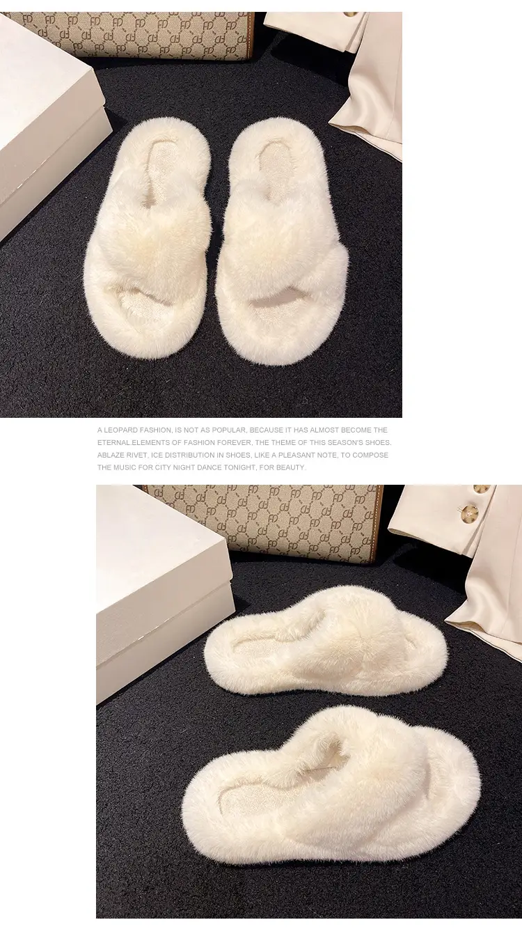 Trendy Furry Slippers for Women, New Autumn and Winter Fashion, Thick-Soled, Fleece-Lined Maternity Shoes, Height-Increasing Cotton Slippers — feature 12