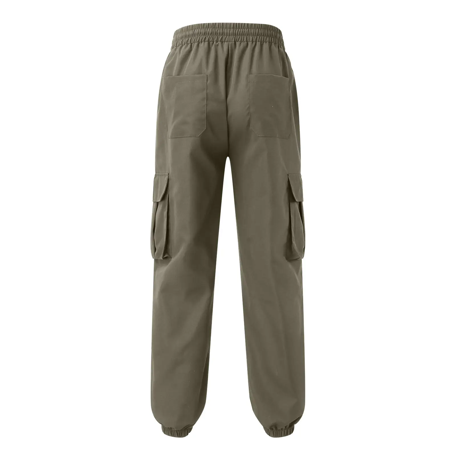 European & American Men's Black Drawstring Joggers with Multi-Pockets — feature 18