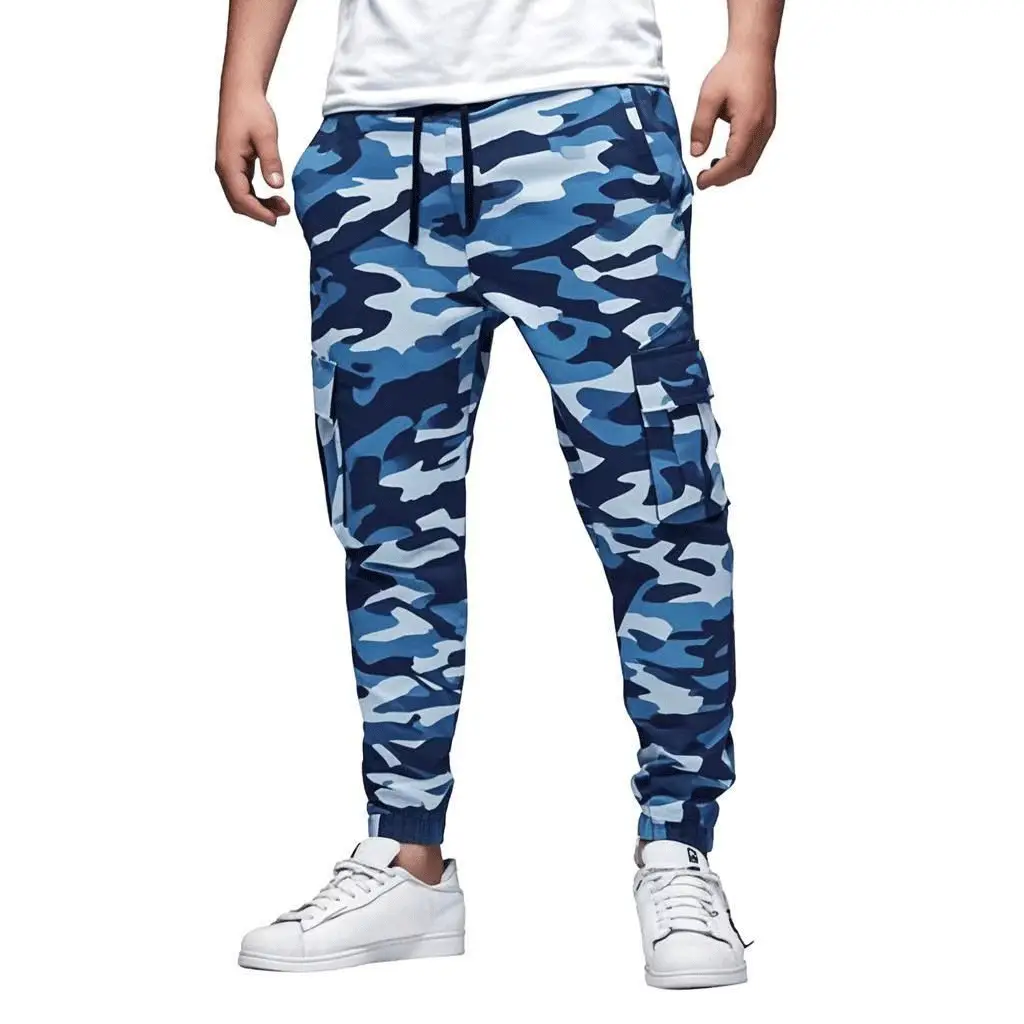 European & American Men's Black Drawstring Joggers with Multi-Pockets — feature 3