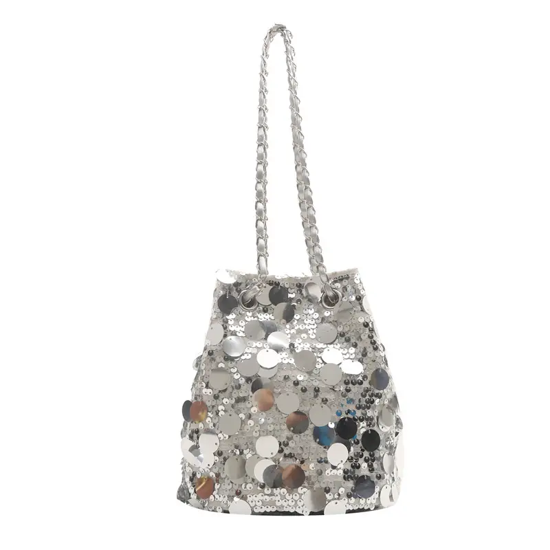 Large Sequins Chain Bucket Bag for Women - Image 7