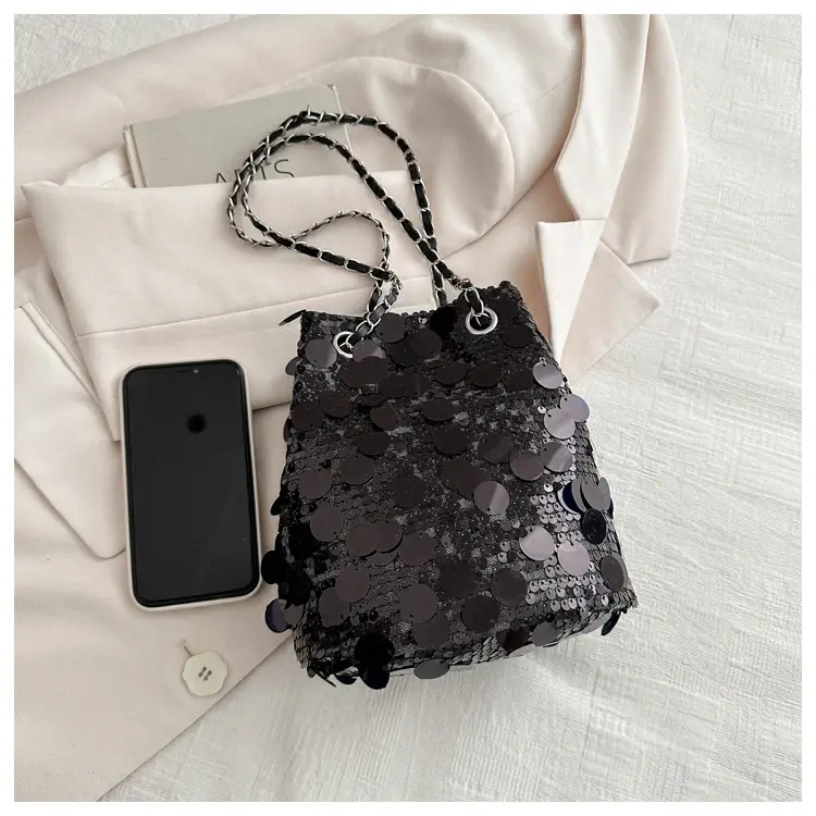 Large Sequins Chain Bucket Bag for Women — feature 10