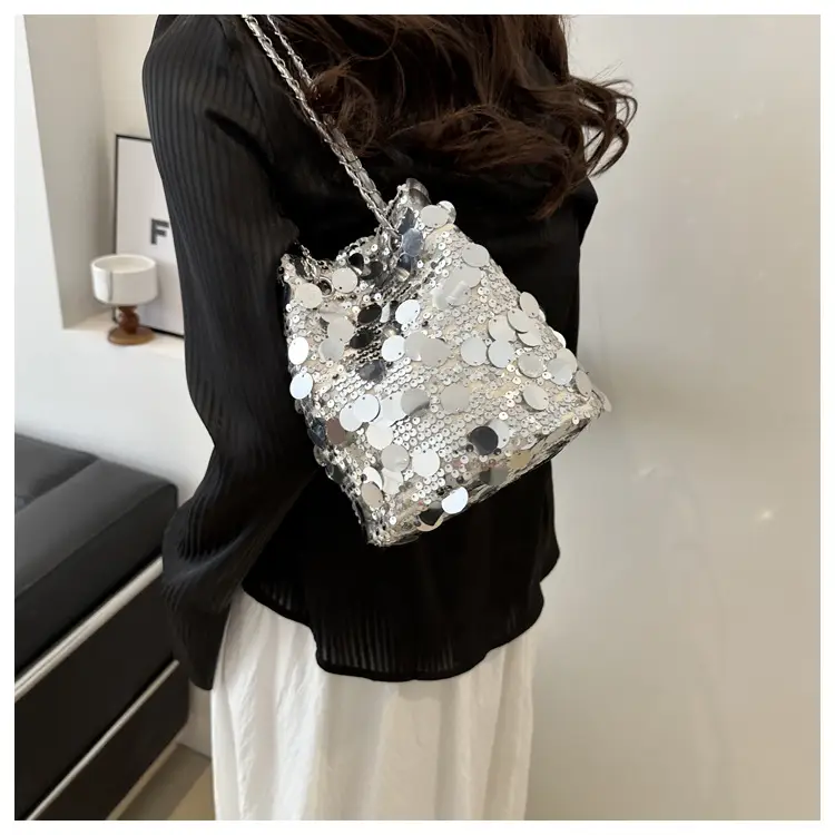 Large Sequins Chain Bucket Bag for Women — feature 12