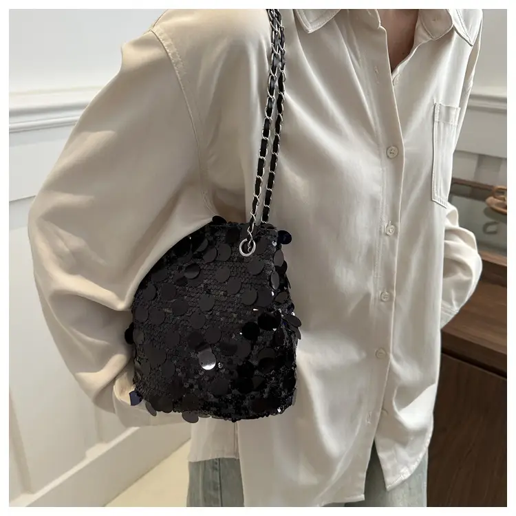 Large Sequins Chain Bucket Bag for Women — feature 13