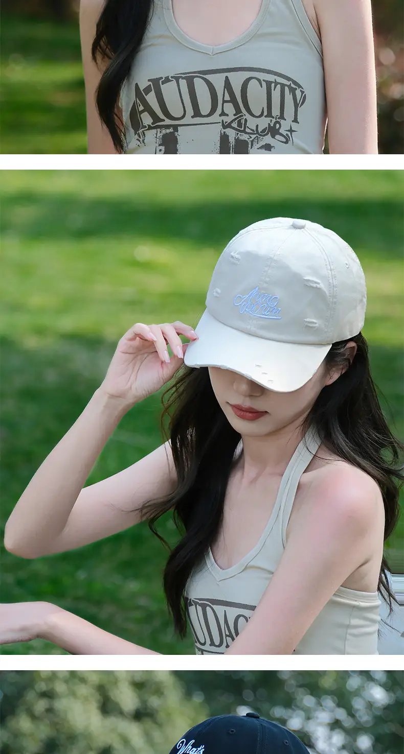 Black Retro Baseball Cap with "What's Gossiping?" Embroidery — feature 3