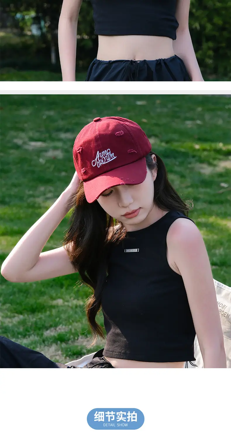 Black Retro Baseball Cap with "What's Gossiping?" Embroidery — feature 7