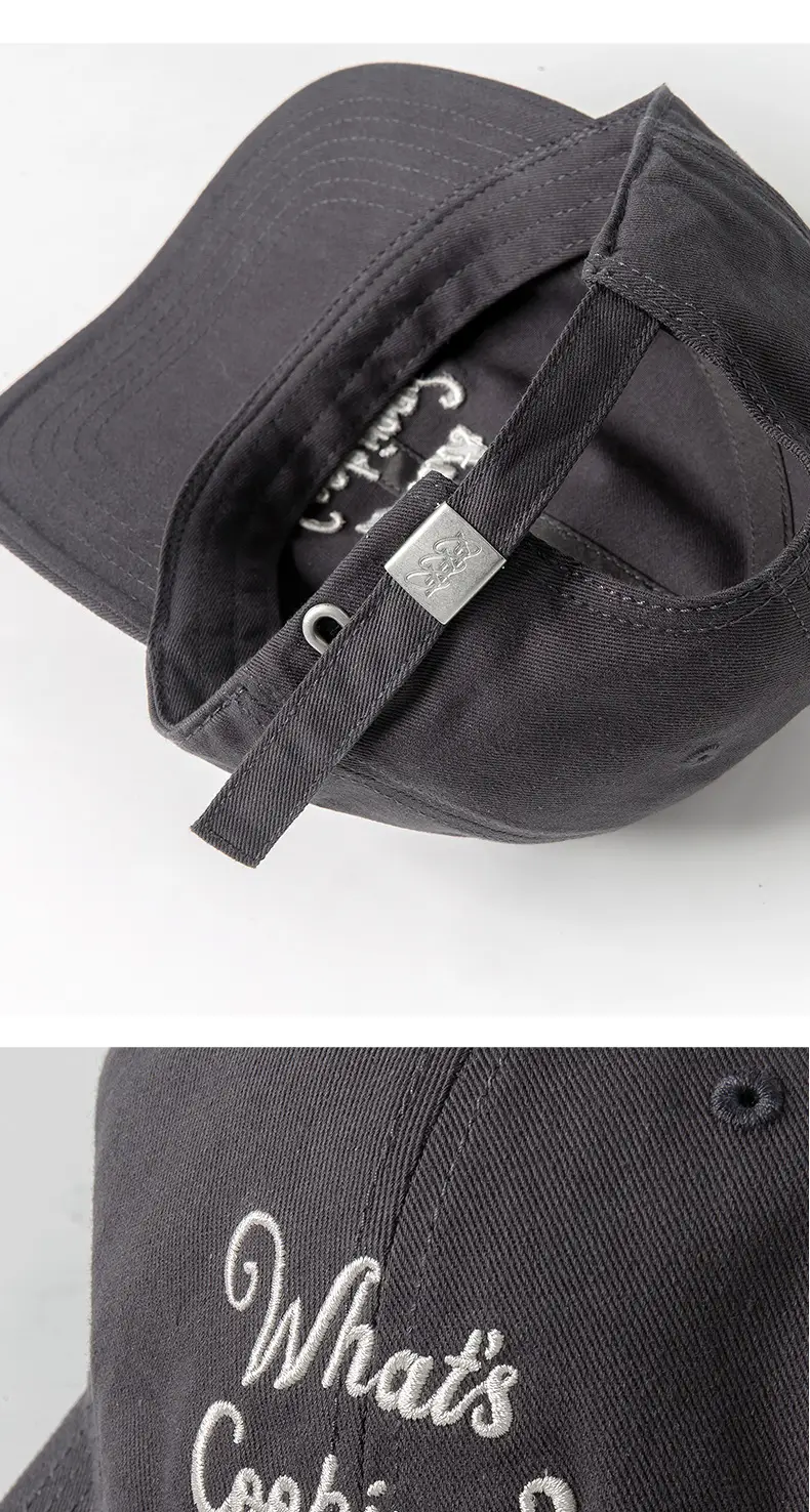 Black Retro Baseball Cap with "What's Gossiping?" Embroidery — feature 8