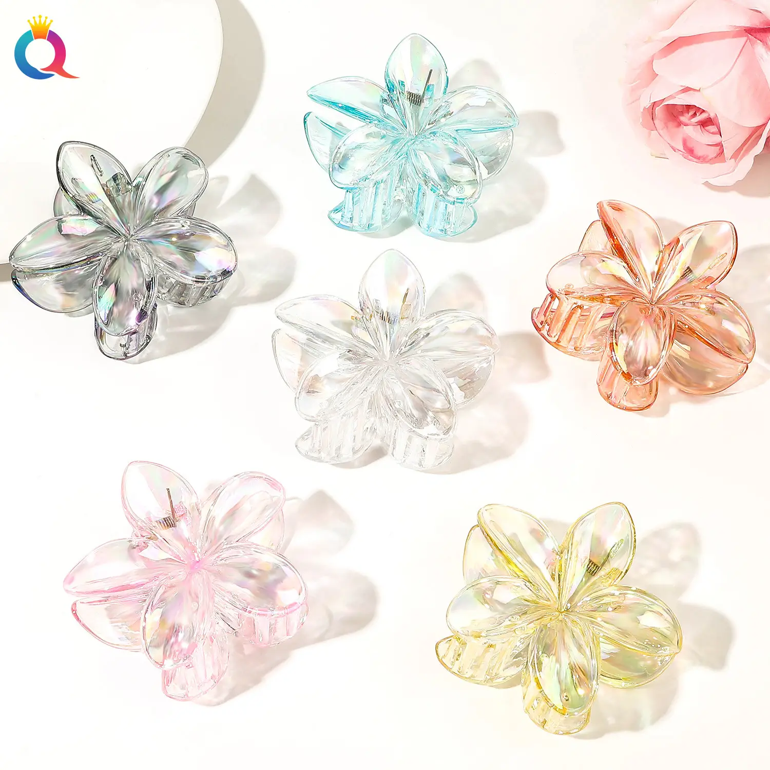 Transparent Flower Hairpin with Grip Clip — feature 15