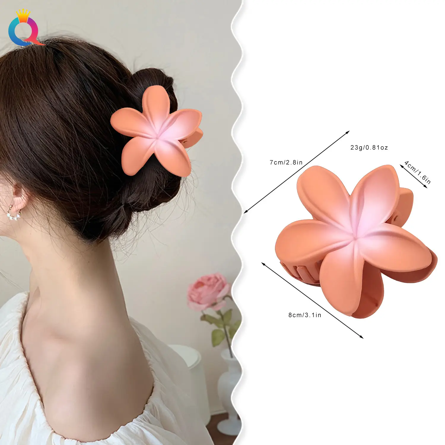 Transparent Flower Hairpin with Grip Clip — feature 21