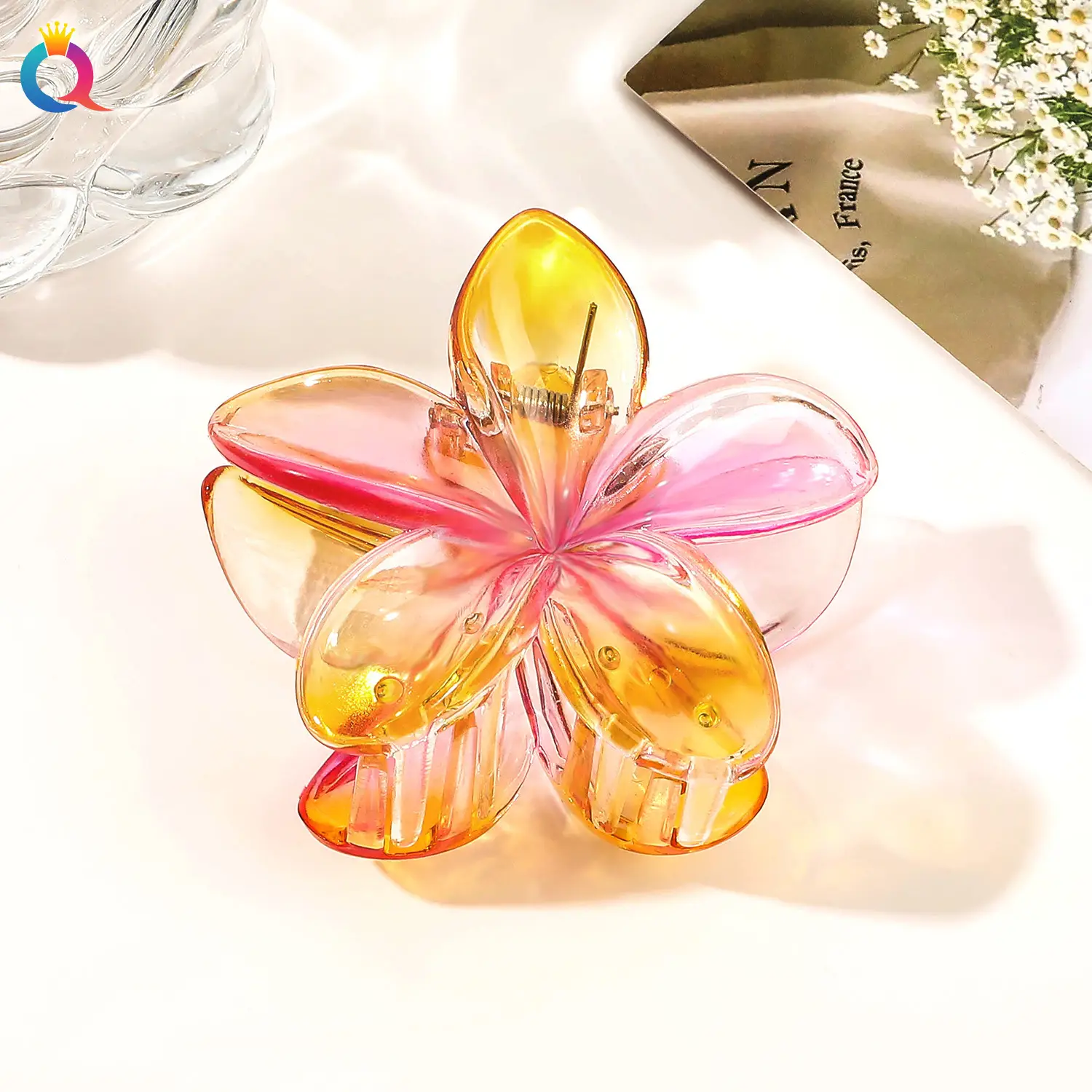 8cm Egg Flower-Transparent Yellow Powder