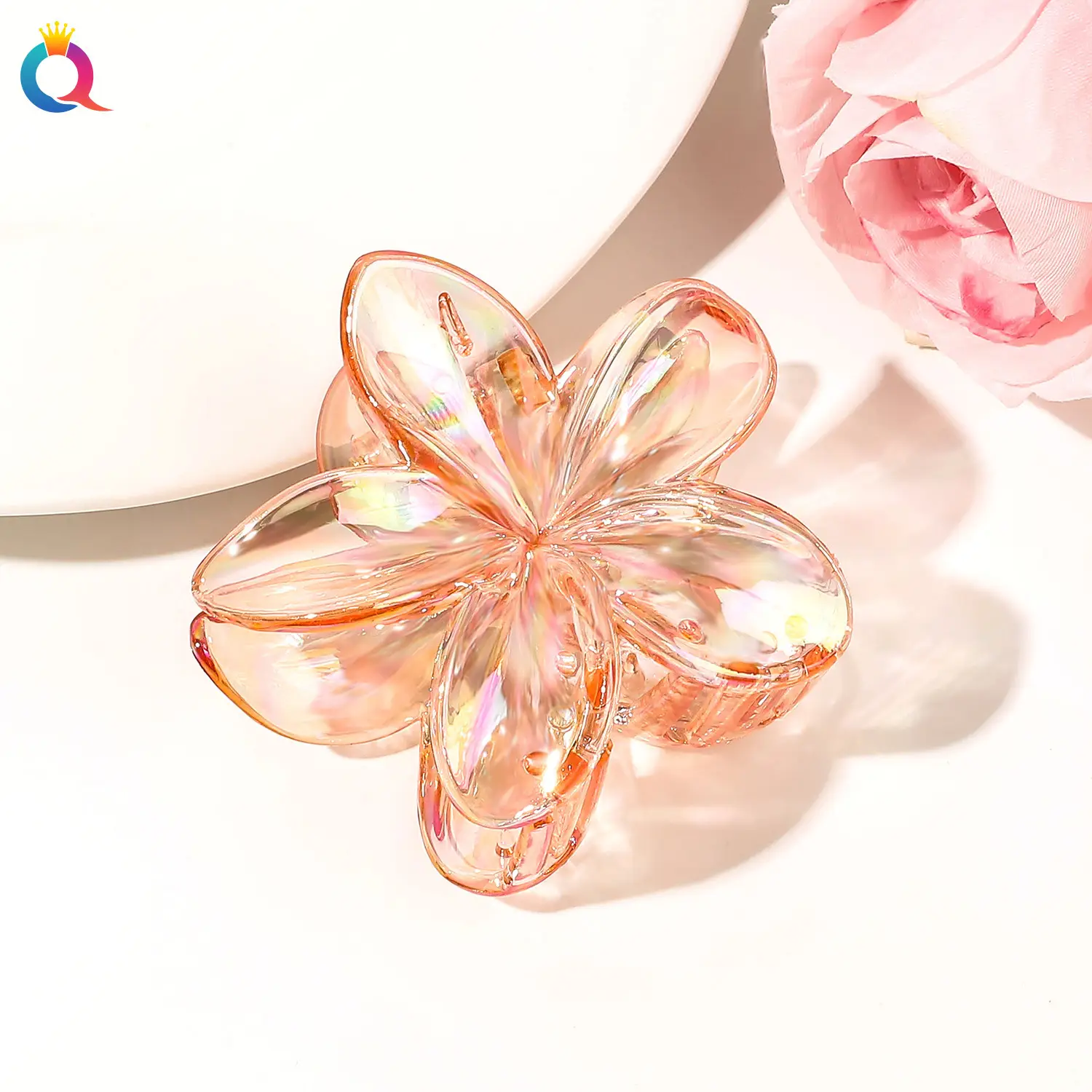 Transparent Flower Hairpin with Grip Clip — feature 37