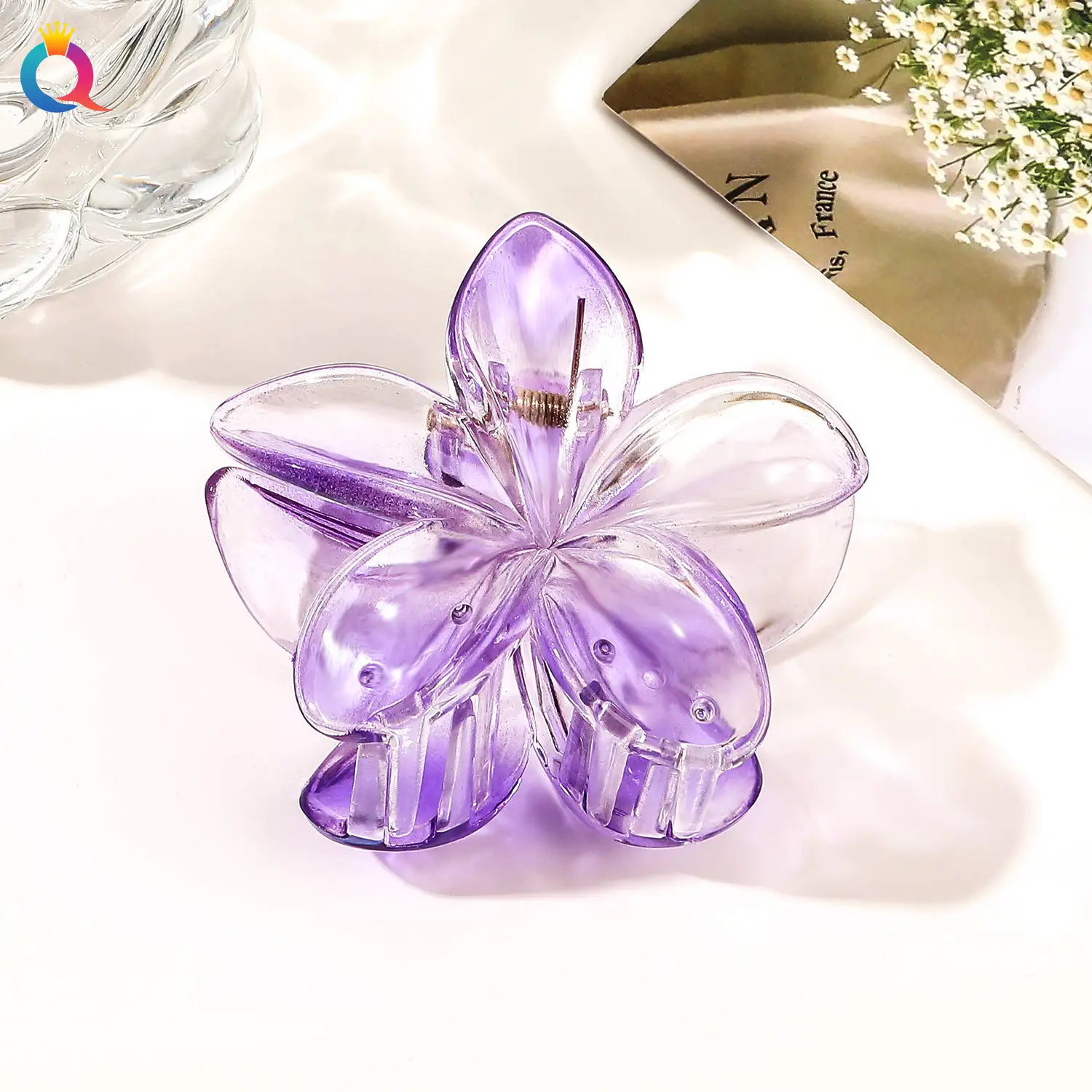 Transparent Flower Hairpin with Grip Clip - Image 34