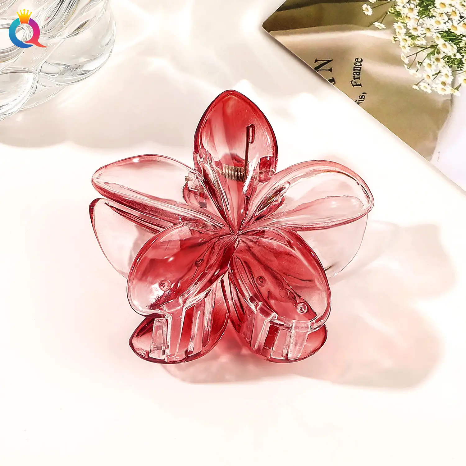 Transparent Flower Hairpin with Grip Clip - Image 36