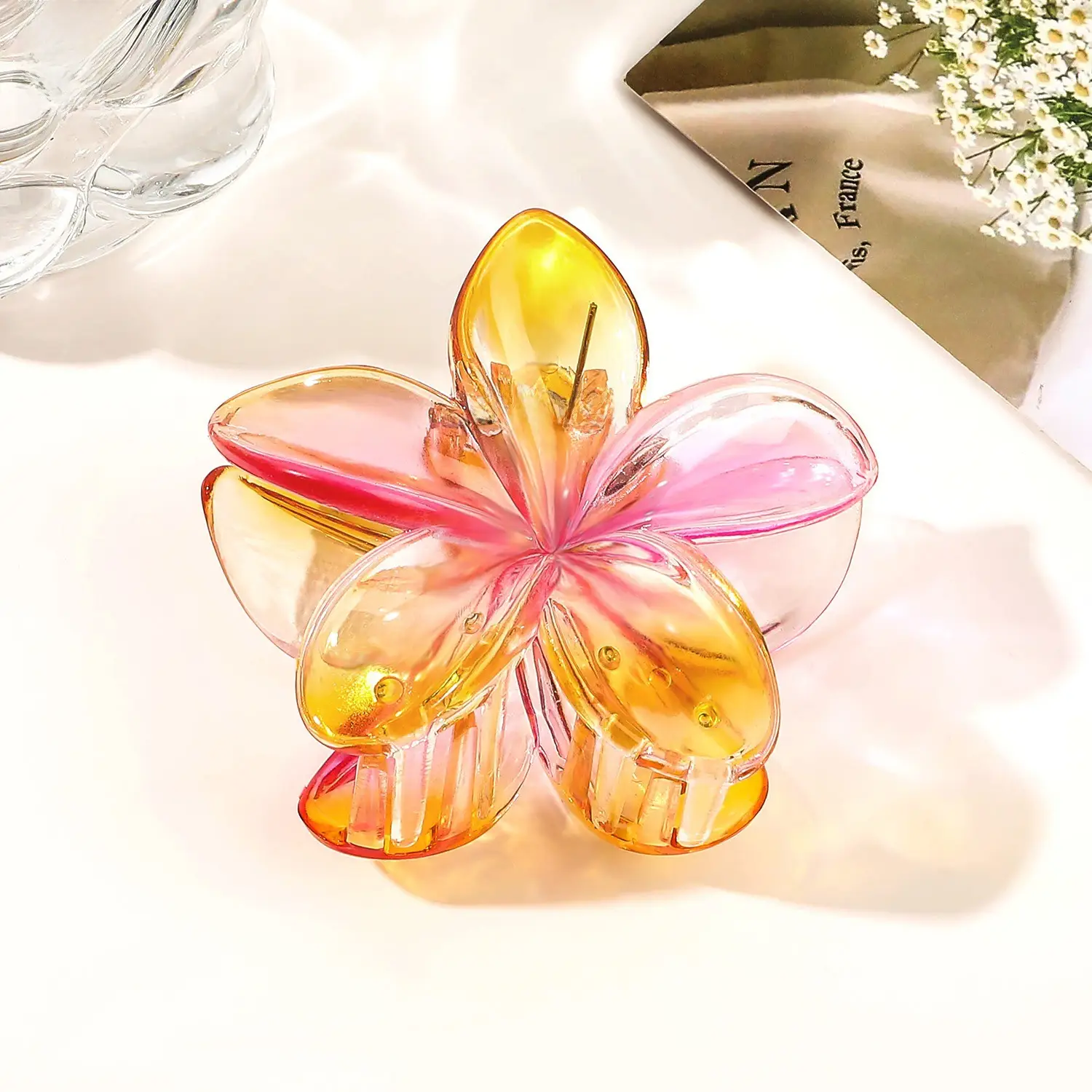 Transparent Flower Hairpin with Grip Clip - Image 38