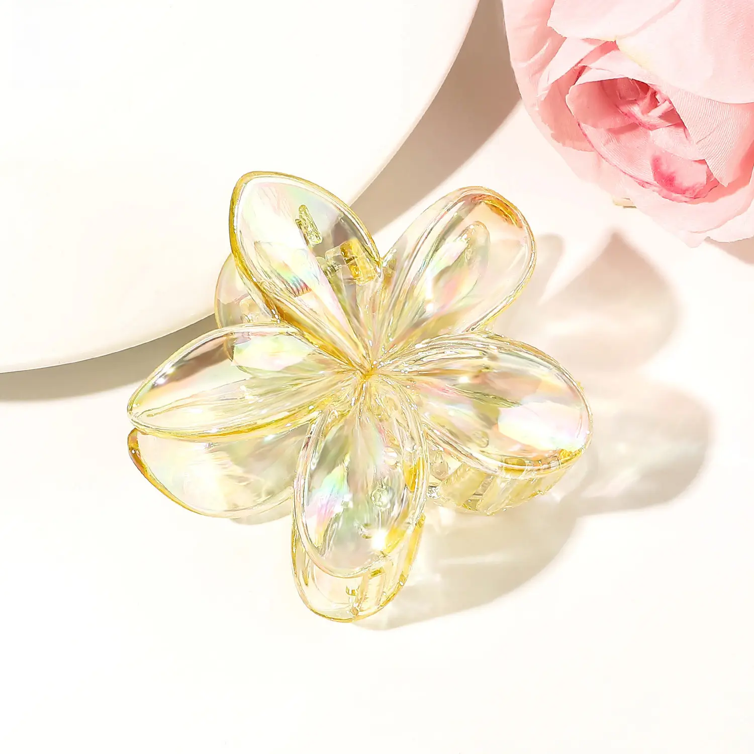 Transparent Flower Hairpin with Grip Clip - Image 4