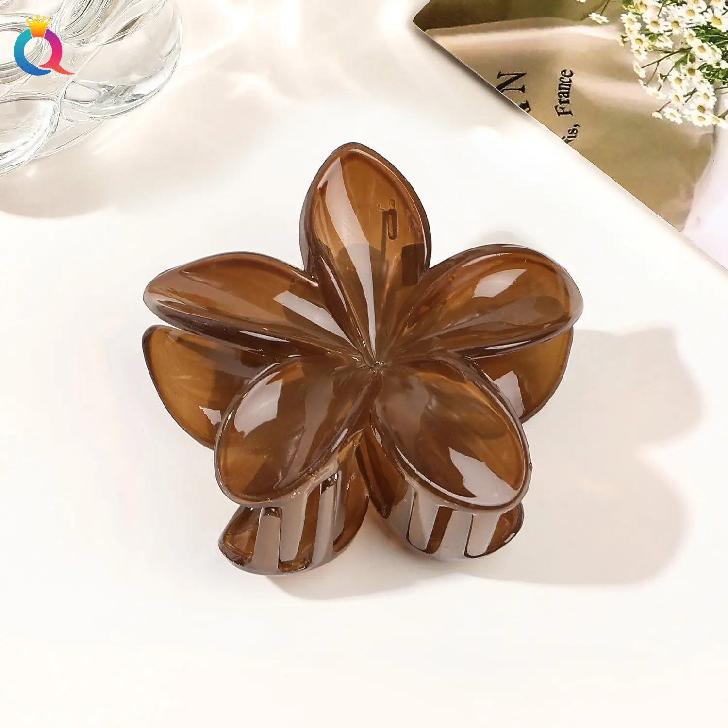 Transparent Flower Hairpin with Grip Clip - Image 45