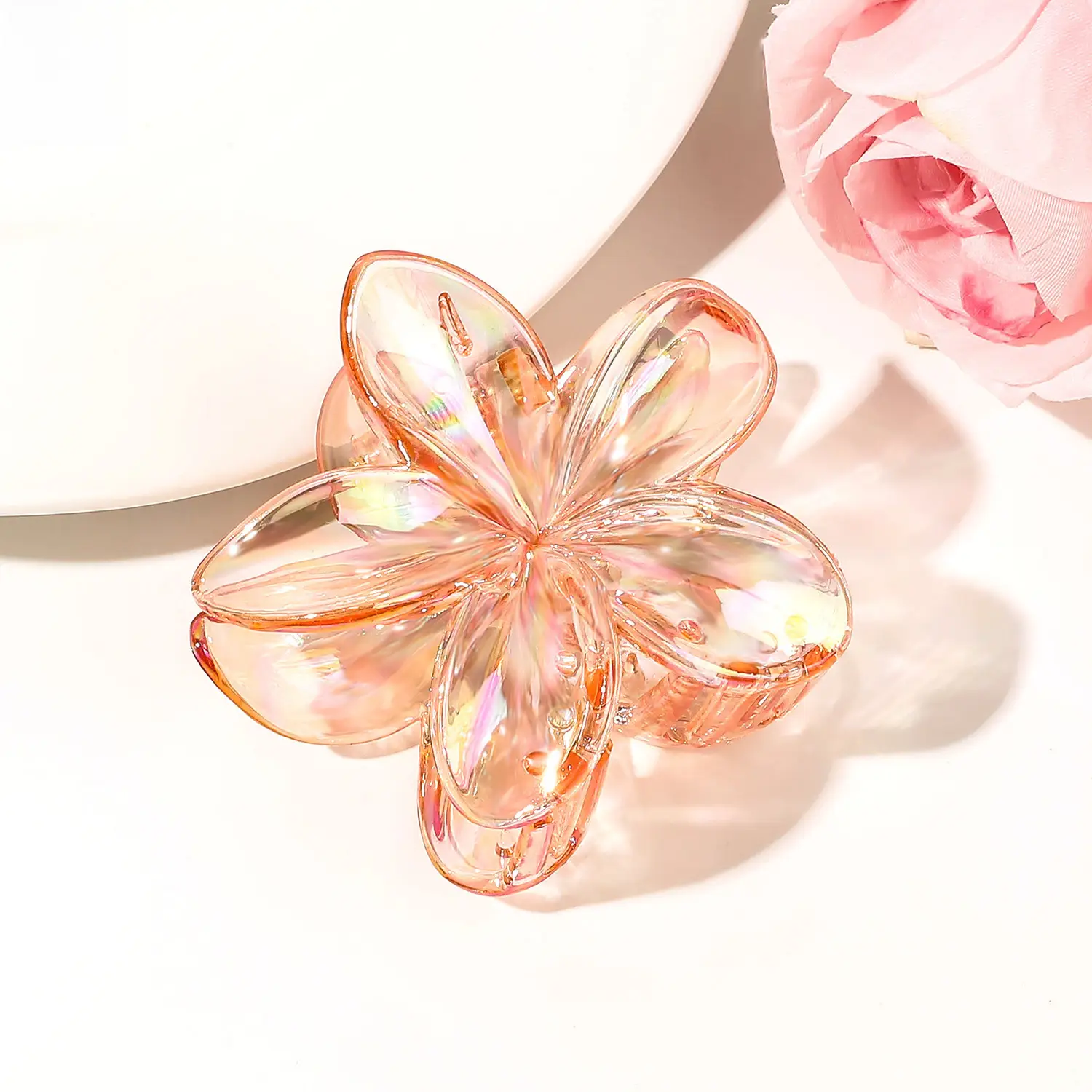 Transparent Flower Hairpin with Grip Clip - Image 5