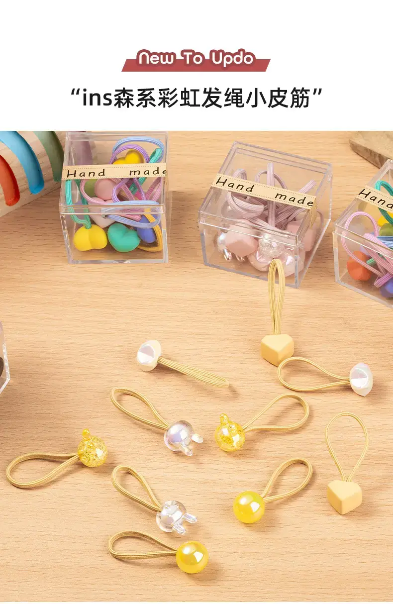 Pink Crystal Hair Bands for Girls High Elastic Rubber Band — feature 1