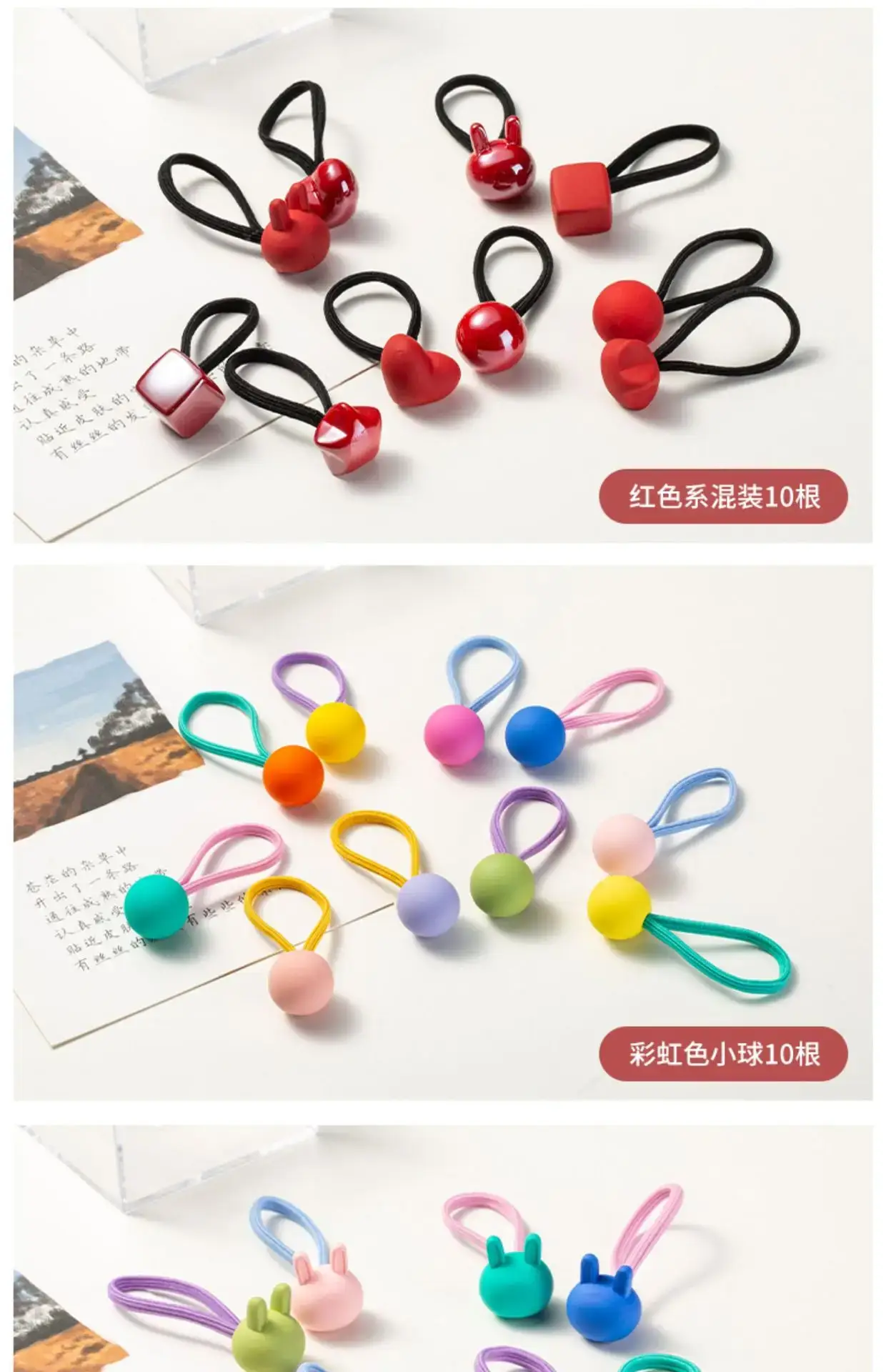 Pink Crystal Hair Bands for Girls High Elastic Rubber Band — feature 7