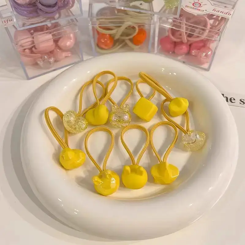 Pink Crystal Hair Bands for Girls High Elastic Rubber Band - Image 10