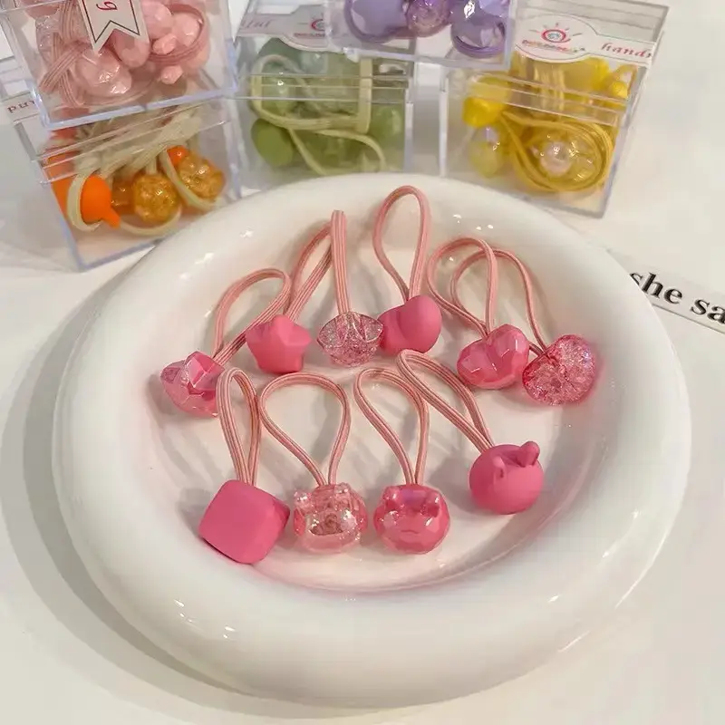 Pink Crystal Hair Bands for Girls High Elastic Rubber Band - Image 12