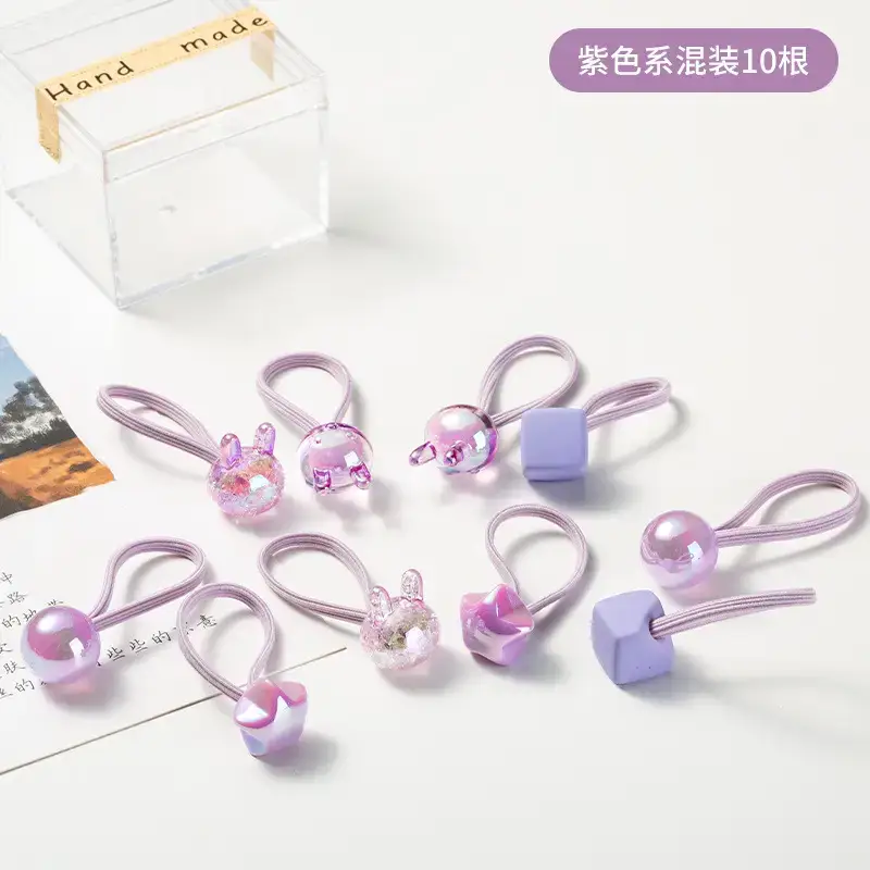 Pink Crystal Hair Bands for Girls High Elastic Rubber Band - Image 2