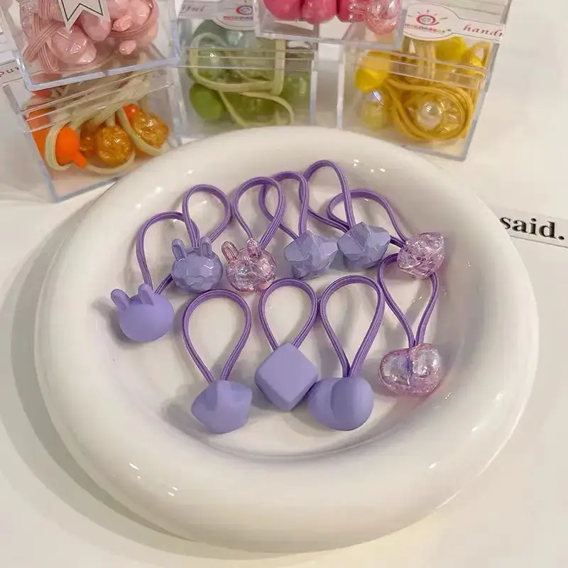 Pink Crystal Hair Bands for Girls High Elastic Rubber Band - Image 9