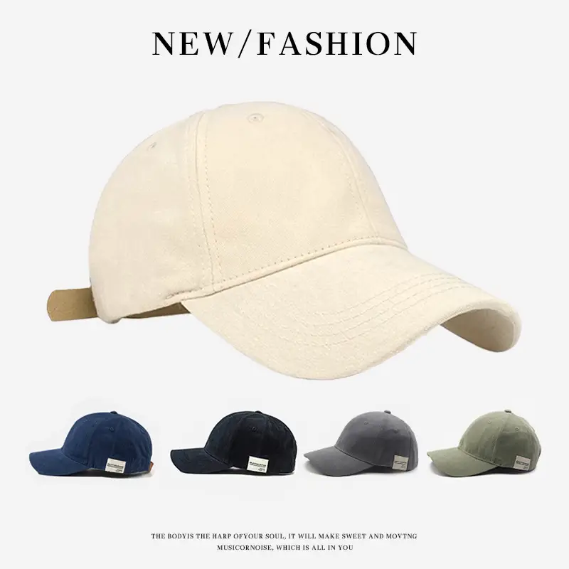 Pure Cotton Beige Baseball Cap with Large Brim - Image 6