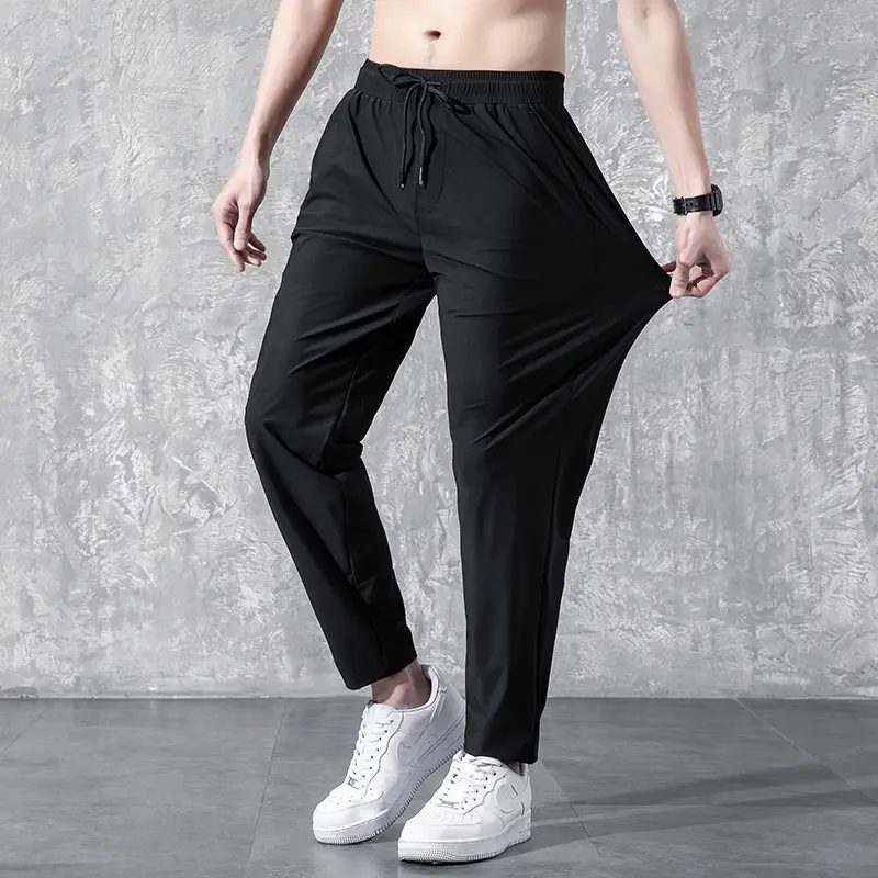 Men Black Ice Silk Trousers Large Straight Fit - Image 5