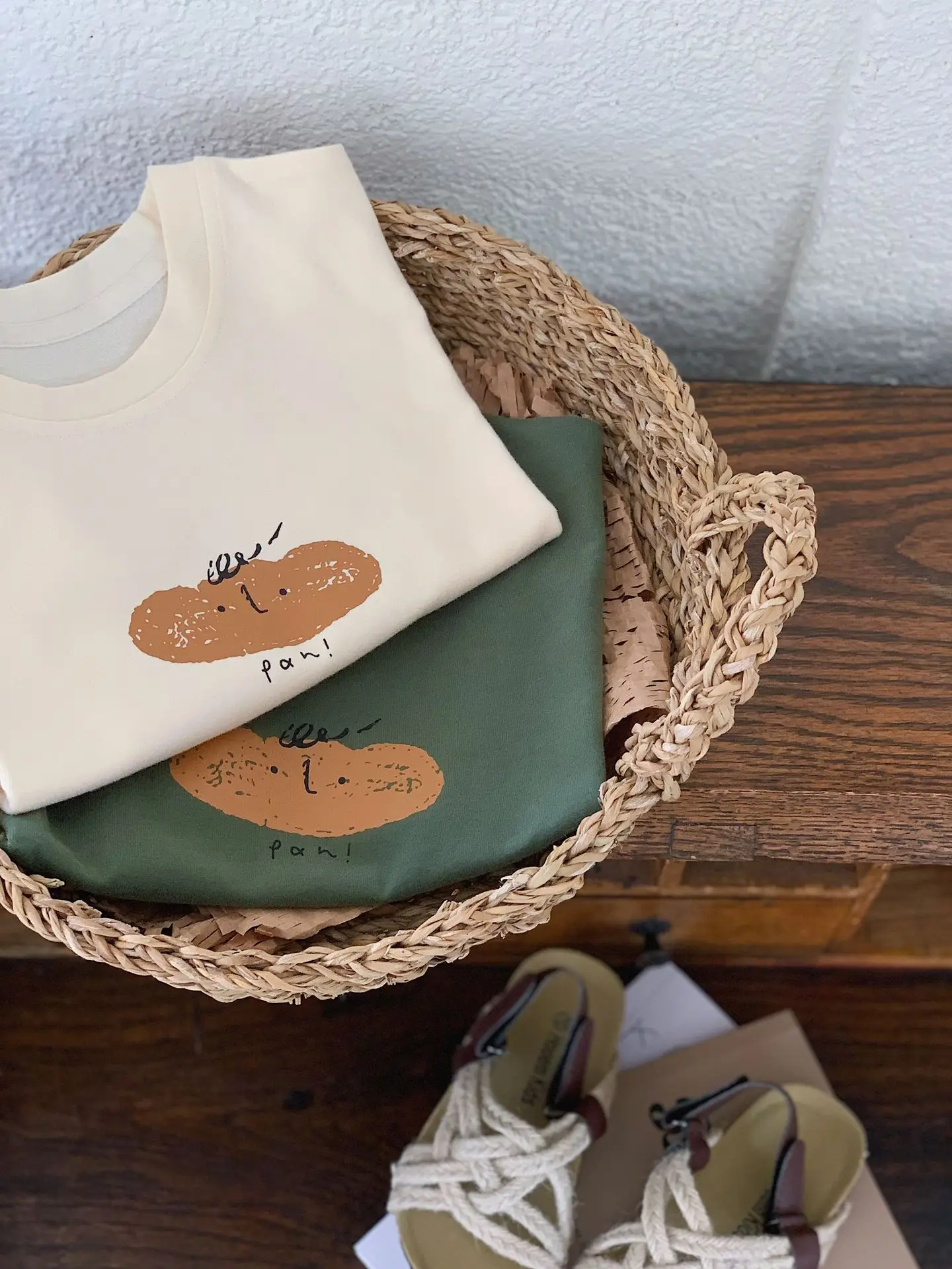 Boys Printed Cotton T-Shirt Set Green White — feature 3
