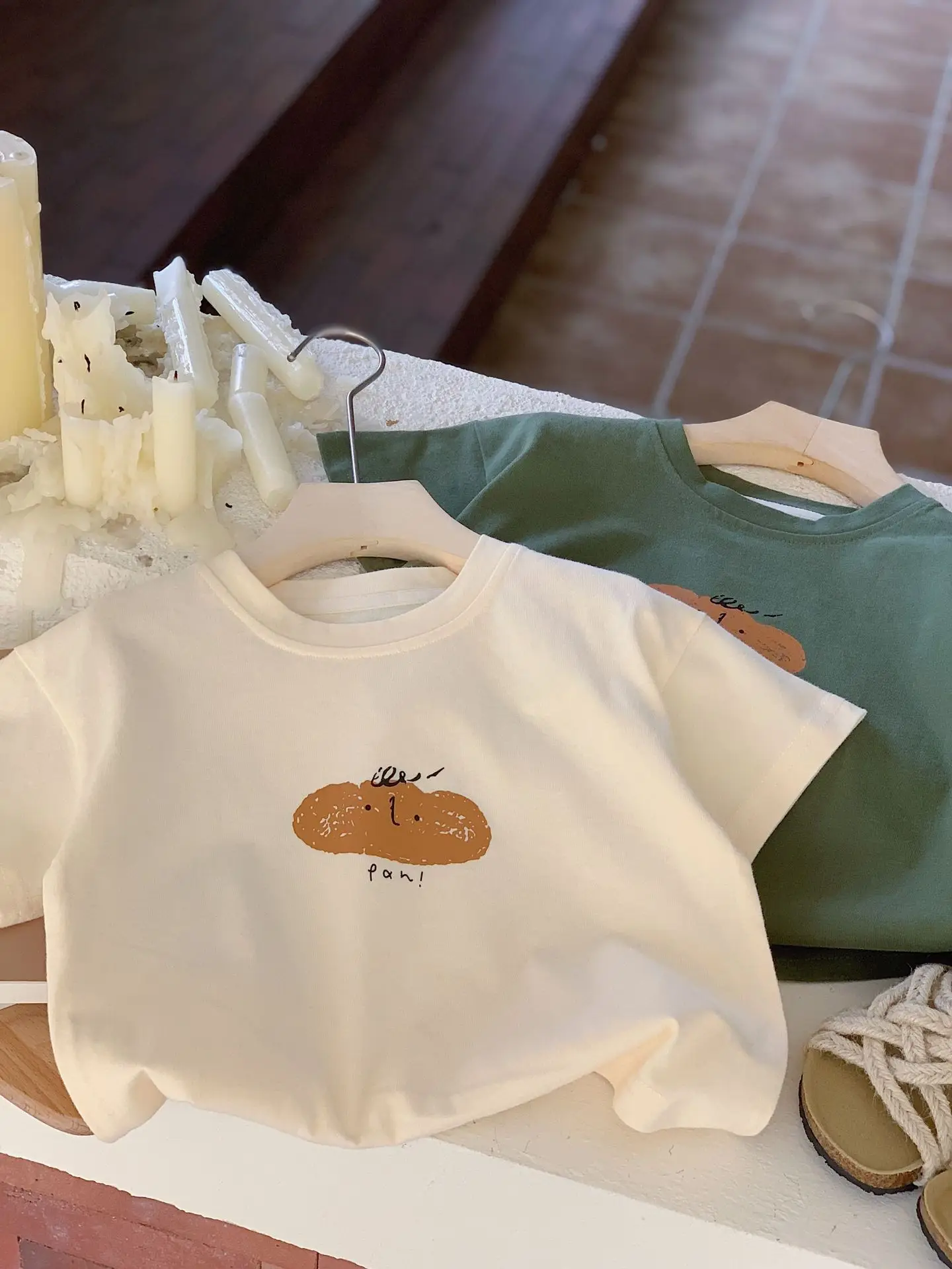 Boys Printed Cotton T-Shirt Set Green White — feature 4